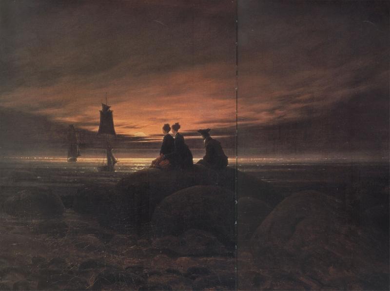 Caspar David Friedrich coucher de soleil sur la mer oil painting image